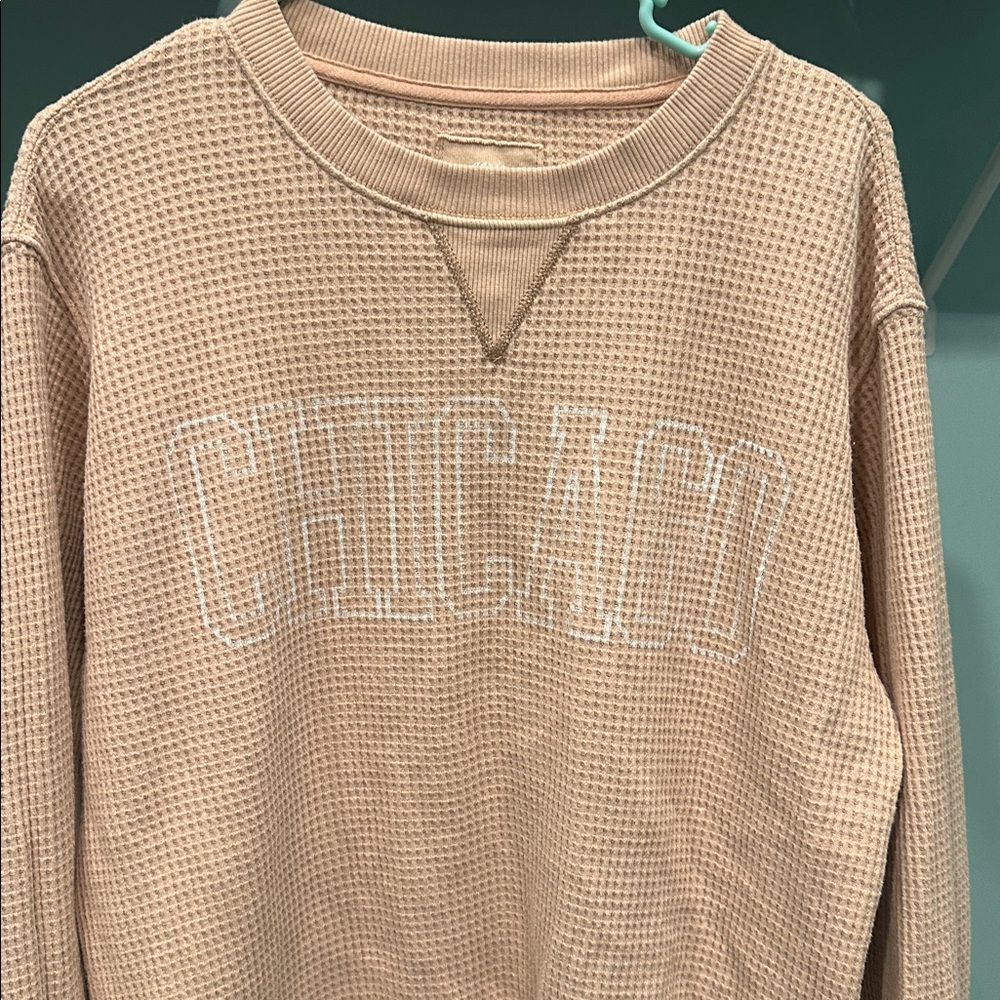 Aerie Chicago Light Tan waffle Sweater - Picture 3 of 5